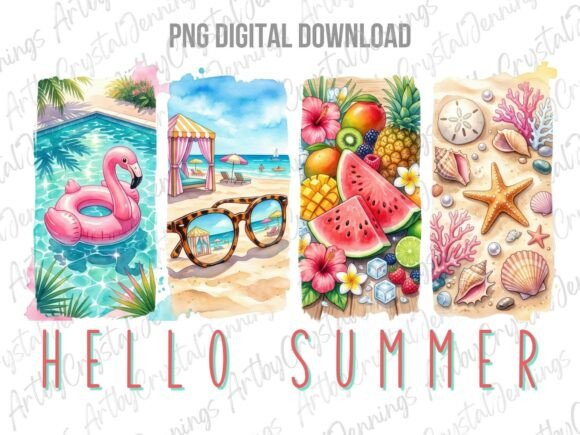 Download Hello Summer Watercolor Brushstroke PNG - Summer watercolor Collection
