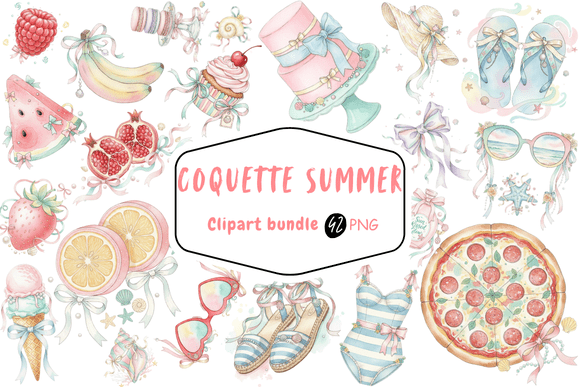 Download Coquette Summer Watercolor Clipart PNG - Summer watercolor Collection