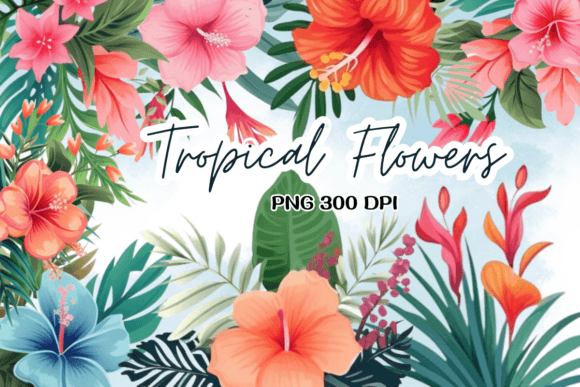 Download Tropical Flowers Summer Watercolor PNG - Premium Bundle