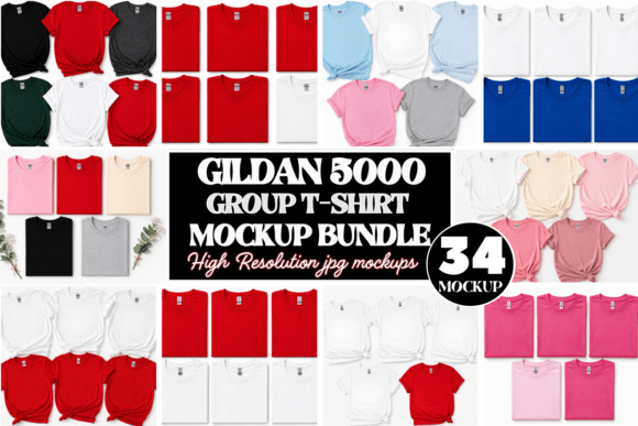 Download Gildan 5000 Group T-Shirt Mockup Bundle - Premium Bundle