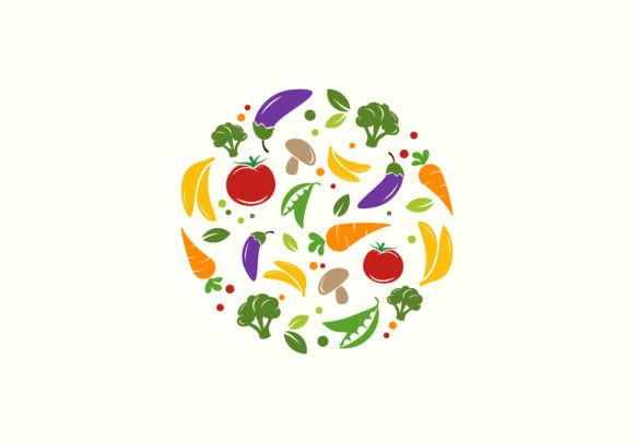 Download Circle Vegetarian Food Logo Design - Vegetarian food Collection