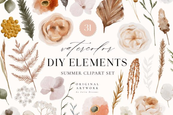 Download Summer Watercolor Flower Digital Clipart - Summer watercolor Collection