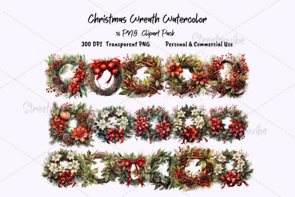 Download Christmas Wreath Watercolor Clipart PNG - Christmas wreath watercolor Collection