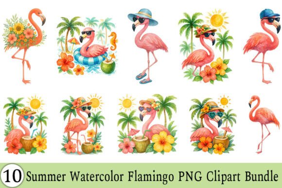 Download Summer Watercolor Flamingo PNG Clipart - Summer watercolor Collection